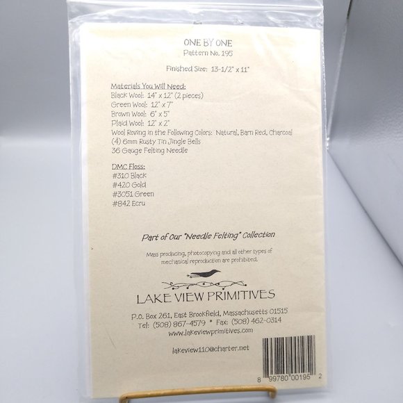 UNCUT Vintage Needle Felting Sewing Patterns, One by One 195, Lake View - Picture 3 of 3